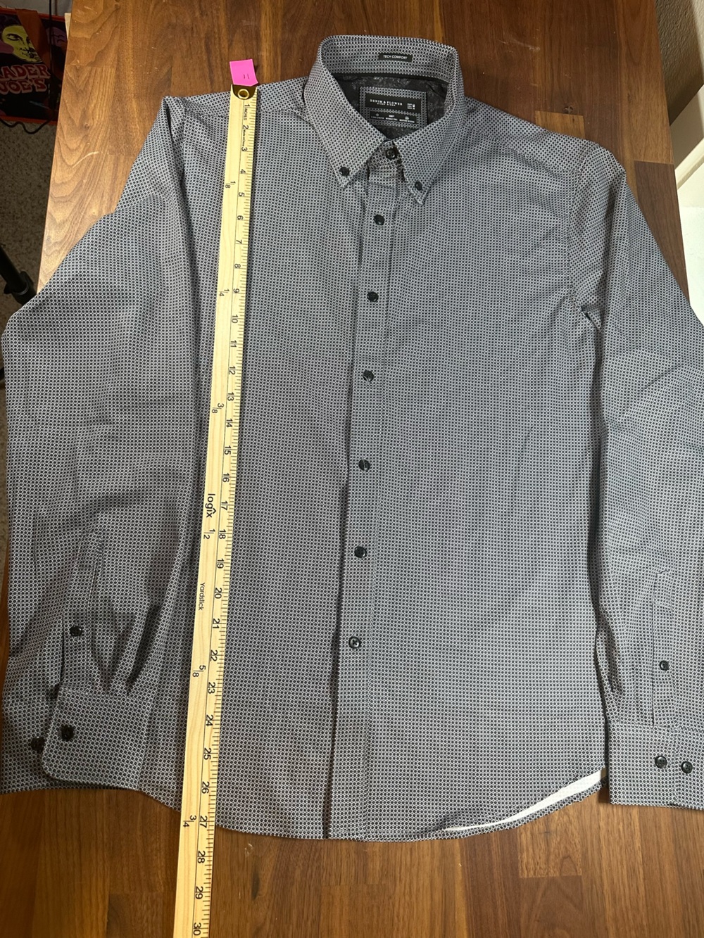 Denim & Flower Men's Gray Micro-Print Button-Down Shirt 8 way stretch